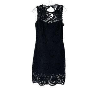 Black Lace Dress Sleeveless Keyhole Back Semi Formal Womens Size M Just Me Brand